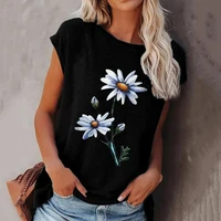 s 5xl little daisy printed loose round neck short sleeves t shirts women summer daily travel top