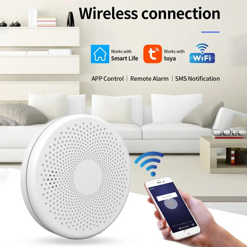 Датчик угарного дыма Tuya Wi-Fi детектор газа утечки пожарная сигнализация Домашняя