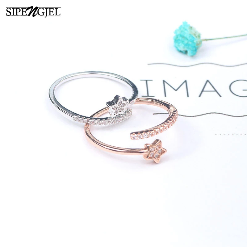 

SIPENGJEL Fashion Cubic Zircon Simple Star Rings Geometric Adjustable Open Rings For Women Korean Wedding Ins Jewelry 2020