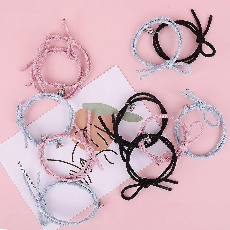 

2Pcs Couple Minimalist Lovers Matching Friendship Bracelet Rope Braided Magnetic Distance Attract Bracelet Kit Lover Jewelry Hot