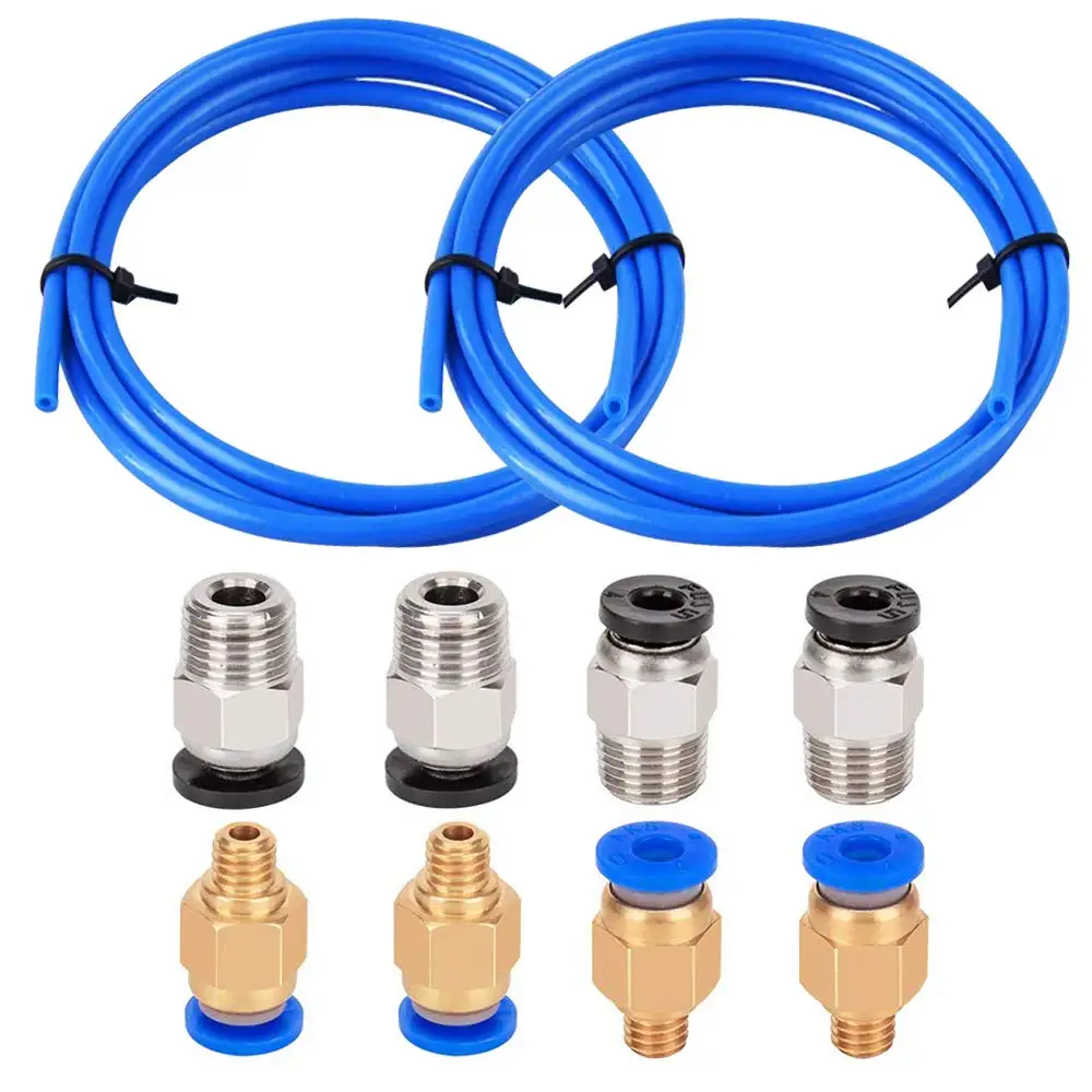4 шт. PC4 M6 фитинги + M10 штыревые прямые пневматические PTFE трубки нажимной фитинг
