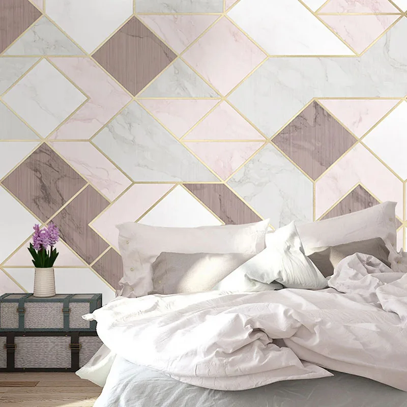 Настенные 3D-обои на заказ Модные Розовые Геометрические обои для гостиной