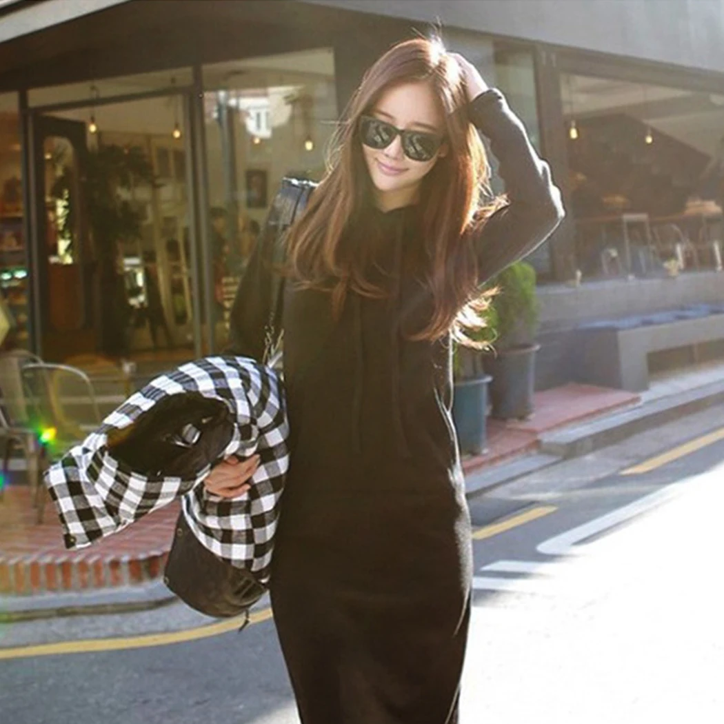 Осенне-зимнее уплотненное платье с кроличьим мехом женское корейское теплое