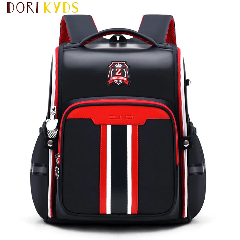 DORIKYDS Leather Children Schoolbags Fashion Design All Open Student bags Large Capacity Waterproof Kids School Backpack