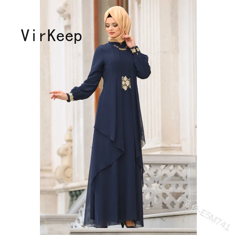 

women fashion chiffon maxi dress plus size robe jalabiya ramadan Kaftan gown arabic Dubai islamic Muslim Abaya VKDR2491
