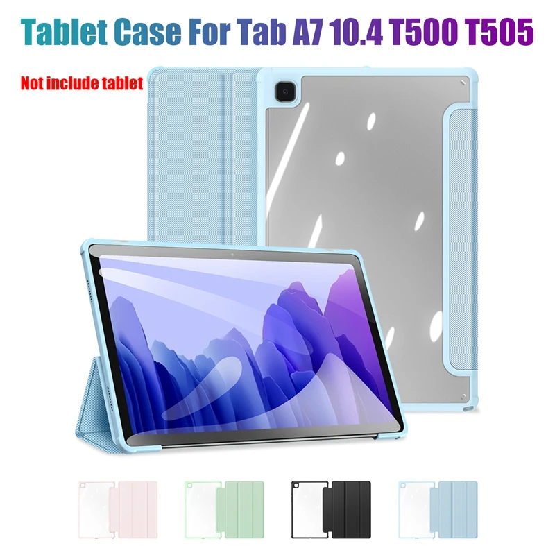 

Чехол для планшета Samsung Tab A7 10,4, T500, T505 2020, ПУ + Прозрачный чехол-книжка для ПК, подставка для планшета, чехол из искусственной кожи