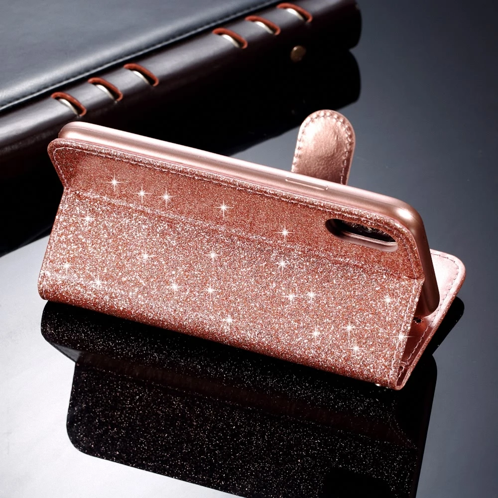 Glitter Wallet Flip Leather Case For iPhone Xr X Xs 11 Pro Max Shockproof Zip Bag Cover 7 8 6S 6 Plus 5 5S SE 12 Mini | Мобильные