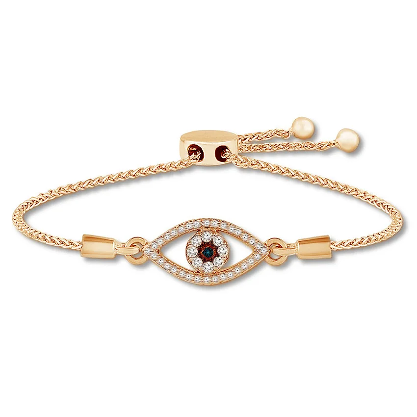 Богемный браслет с изображением сглаза розовое золото 2021 пробы Регулируемый