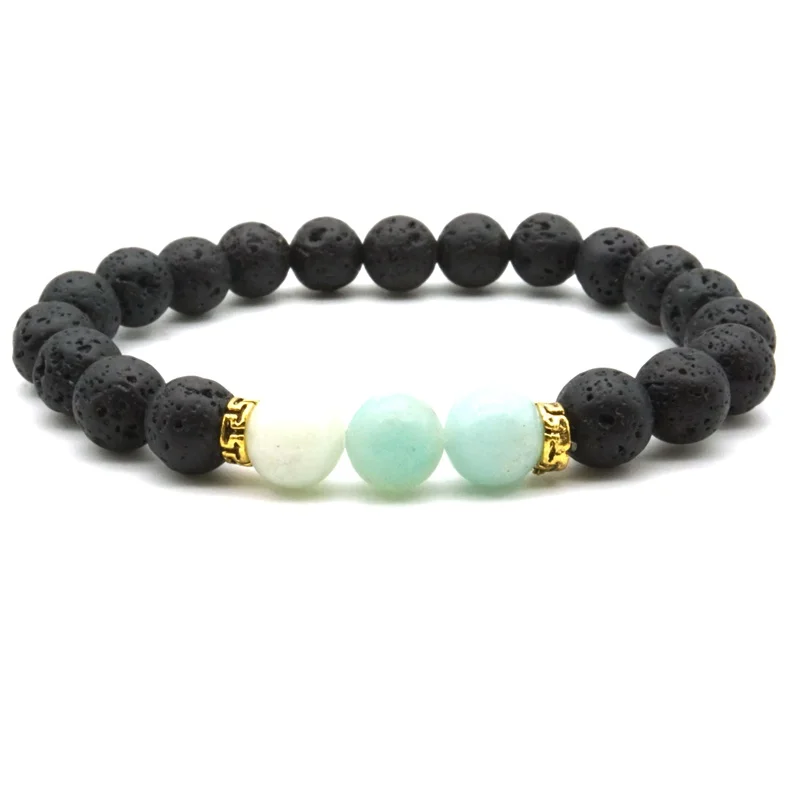 Золото 8 мм амазонит камень черный из вулканической лавы бусины эфирное масло