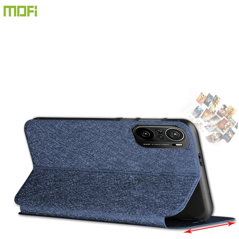 For Xiaomi Poco F3 Case Flip PU Leather Soft Silicone Back Cover Capas MOFi Original Pocophone F3 Shockproof Book Cases Luxury