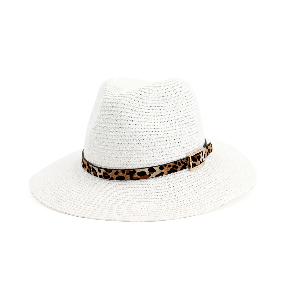 Летняя Пляжная шапка для улицы Солнцезащитная с пряжкой и леопардовым принтом