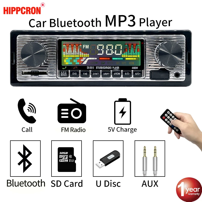 Автомобильный радиоприемник Hippcron стерео система с Bluetooth FM радио USB / SD разъемами