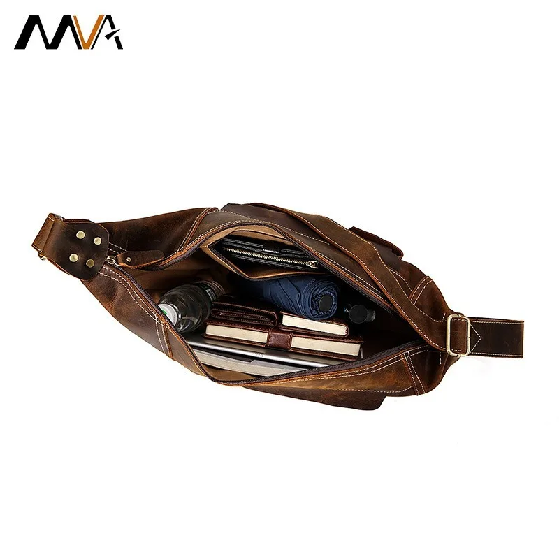 Мужская кожаная сумка-мессенджер Crazy Horse многофункциональная в стиле ретро для