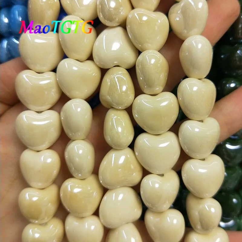 

12x15x17mm керамическая в форме сердца бусины для изготовления ювелирных изделий ожерелье браслет разноцветный Spacer керамические шарики, аксесс...