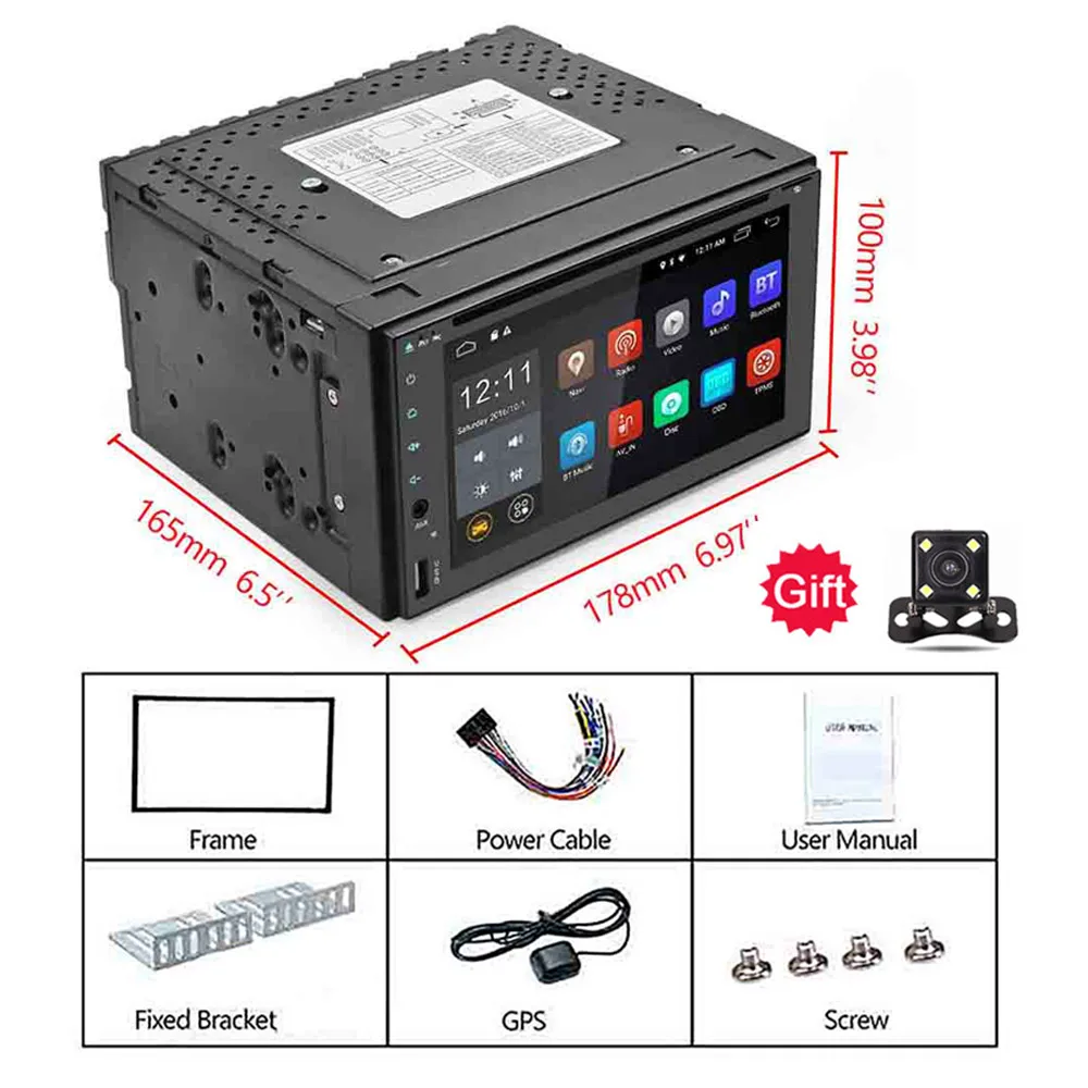 Универсальная магнитола 6 2 дюйма 2DIN с GPS BT 1080P MirrorLink RDS для планшетов Toyota Volkswagen