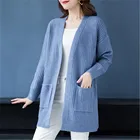 Кардиган женский вязаный, с длинным рукавом, красный, синий, в Корейском стиле, весна 2020