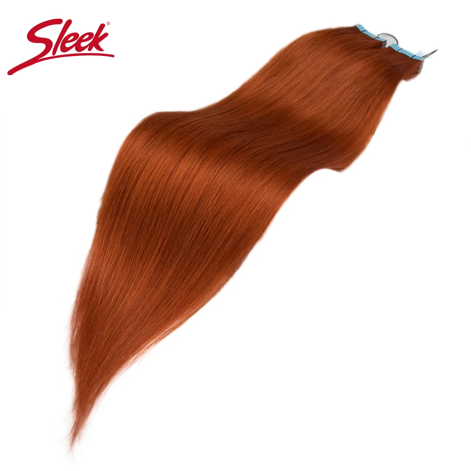 Sleek Tape in Human Hair Peruvian Straight Hair Extension Orange Color for 4#  8# 10# 16# Brown Thick Remy Human Hair For Salon от AliExpress WW