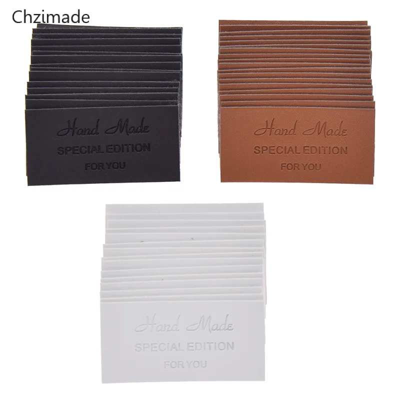 Lychee Life 48Pcs/lot Handmade PU Leather Labels Tags For Clothes Garment Jeans Bags Shoes Diy Accessories | Дом и сад