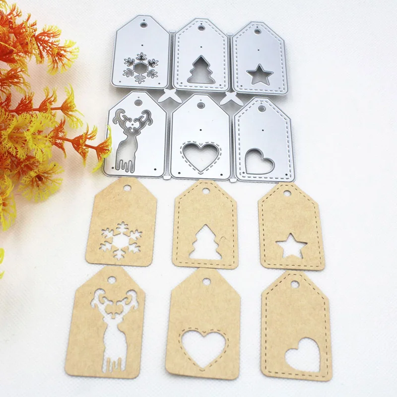Рождественские ярлыки металлические высечки украшения Скрапбукинг тиснение