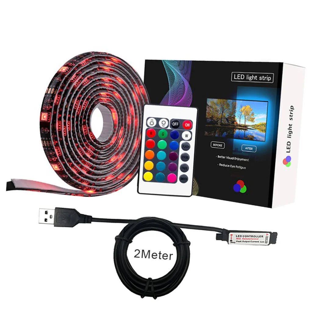 

5050 5V USB Light String Mood Light RGB LED Multi Color TV Backlight Strip Remote Control IP65 Waterproof 2022 Christmas Decor