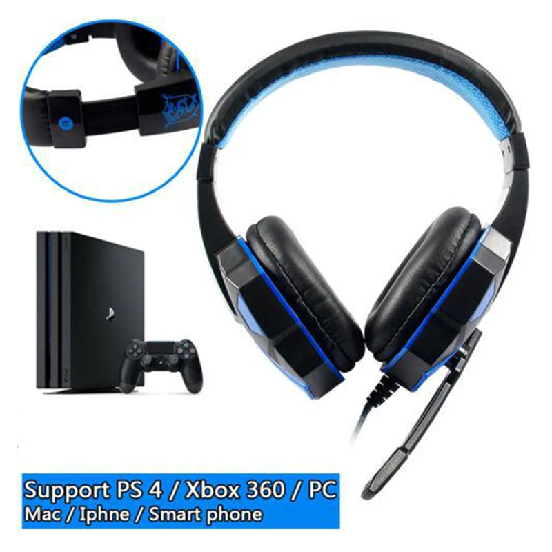 

Adjustable Length Hinges 3.5mm Surround Stereo Gaming Headset Headband Headphone with Mic for PS4 Xbox One Nintend Switch iPad