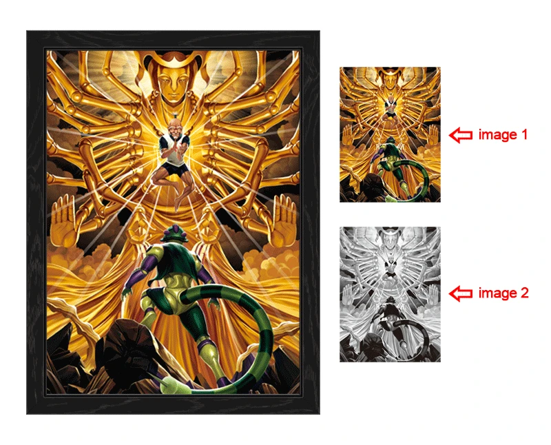 

3D Transition [Meruem VS Isaac Netero] Lenticurlar Print Hunter X Hunter Anime Poster 3D Lenticurlar Filp Printing Wall Painting