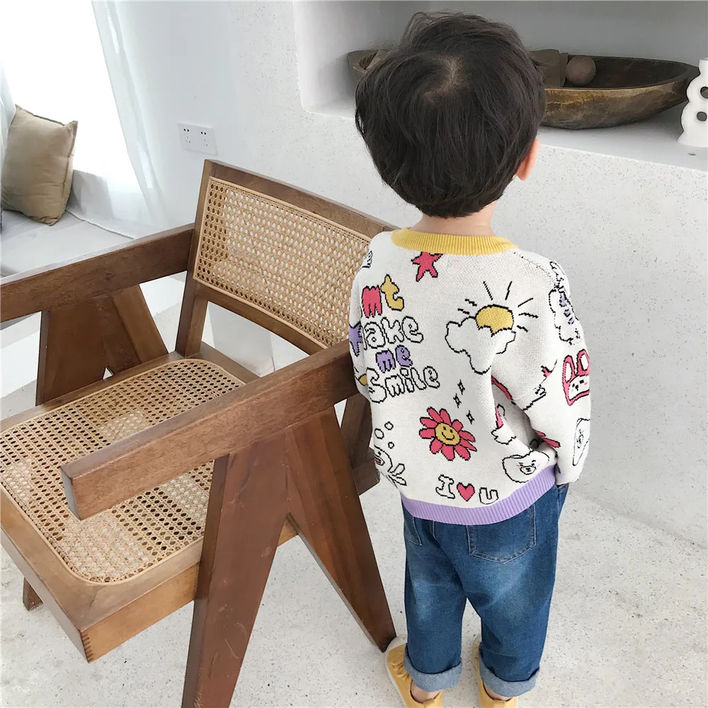 Tonytaobaby/Новинка; сезон осень-зима; милый детский свитер из чистого хлопка для мальчиков; свитера для девочек