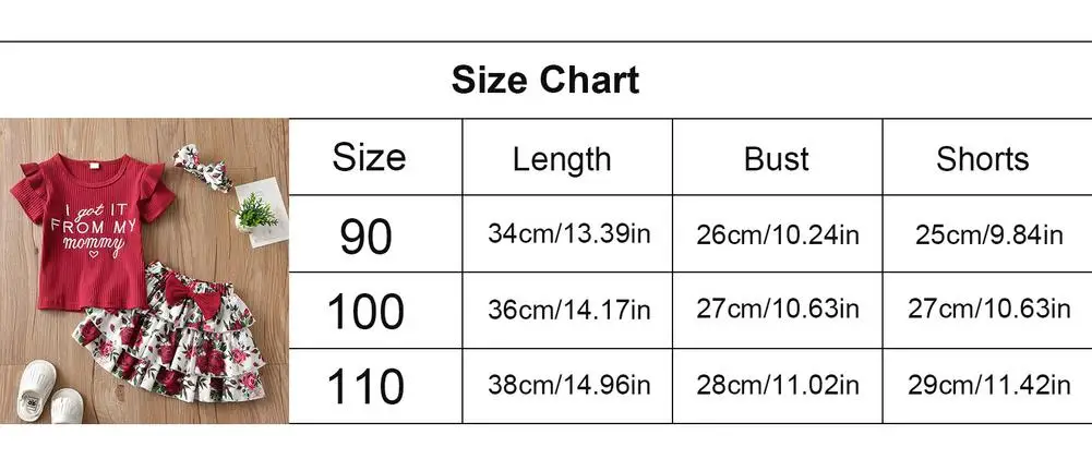 

Summer Baby Letter Skirt Suit 2 Piece Floral Infant Clothes Print Soft Comfertable Breathable Princess Skirt For 1-3 Year Old