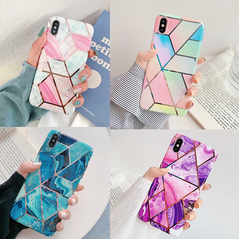 Чехол для телефона SUYACS Fantasy Marble iPhone 12 Mini 11 Pro Max 7 8 Plus X XR XS гальванизированный мягкий