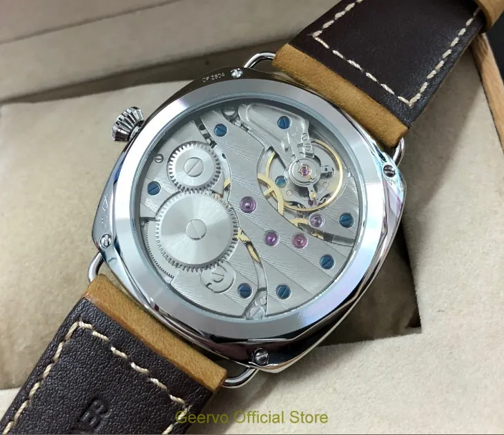 47 мм GEERVO Asian 6497 17 jewels механические наручные часы с подсветкой и декоративным узором, чехол, механические часы 211-8a