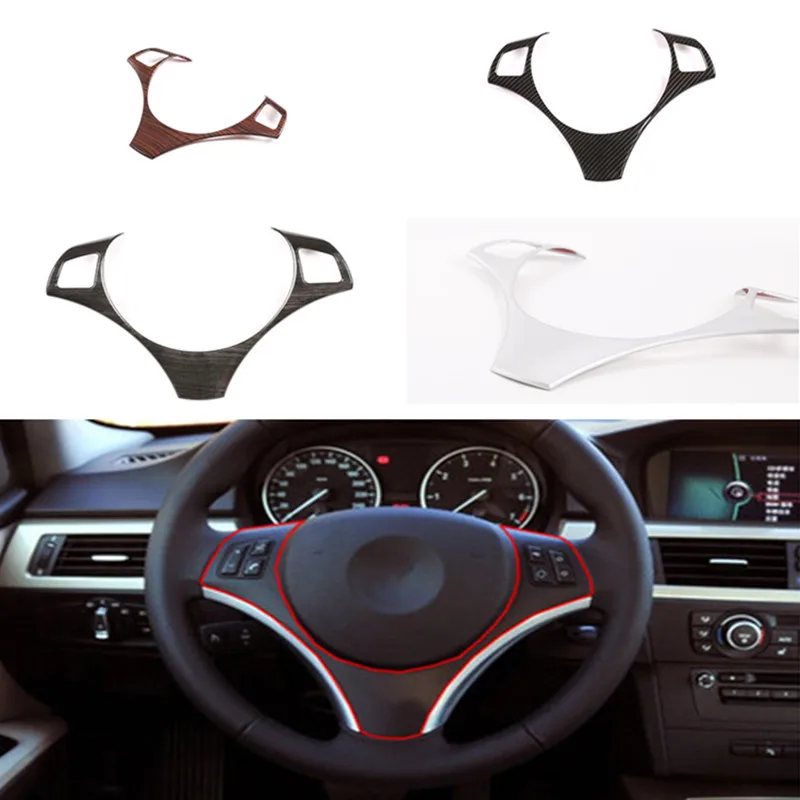 

Carbon Fiber Style ABS for BMW E90 3 Series 2005-2012 Car Steering Wheel Decoration Frame Trim Car Steering Wheel Emblem Sticker