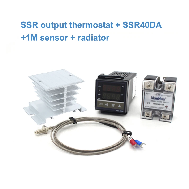 H Цифровой PID контроллер температуры ManHua MEX-C100 REX C100 термостат+ 40DA SSR реле+ K термопара 1 м Зонд RKC - Цвет: H