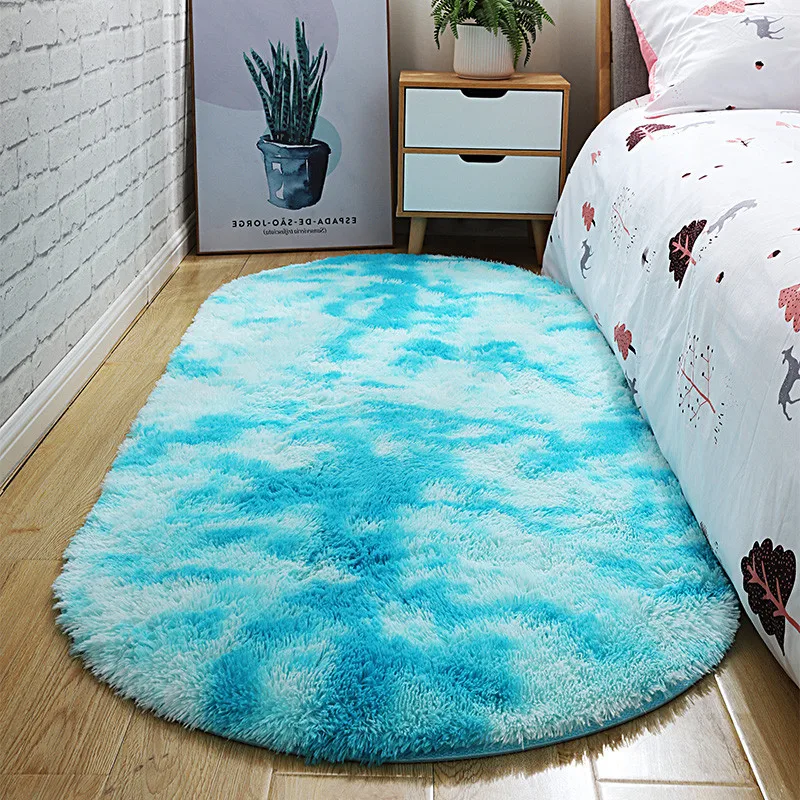 ruldgee ellipse rug simple modern oval tie dye carpet home bedside bedroom alfombra thickened rectangular cute gradient mat free global shipping