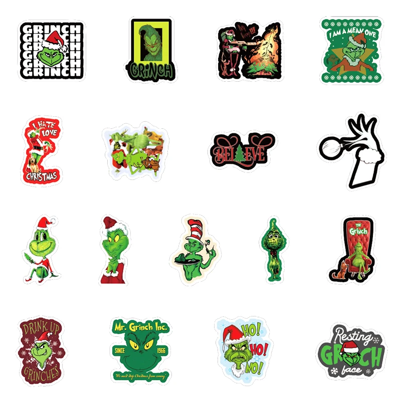 10/30/50 unids/bolsa &iquest;c&oacute;mo el Grinch Rob&oacute; la Navidad las pel&iacute;culas cl&aacute;sicas de pegatinas para dibujar-marco de la barra de los ni&ntilde;os juguetes de coches mochila cuaderno-3