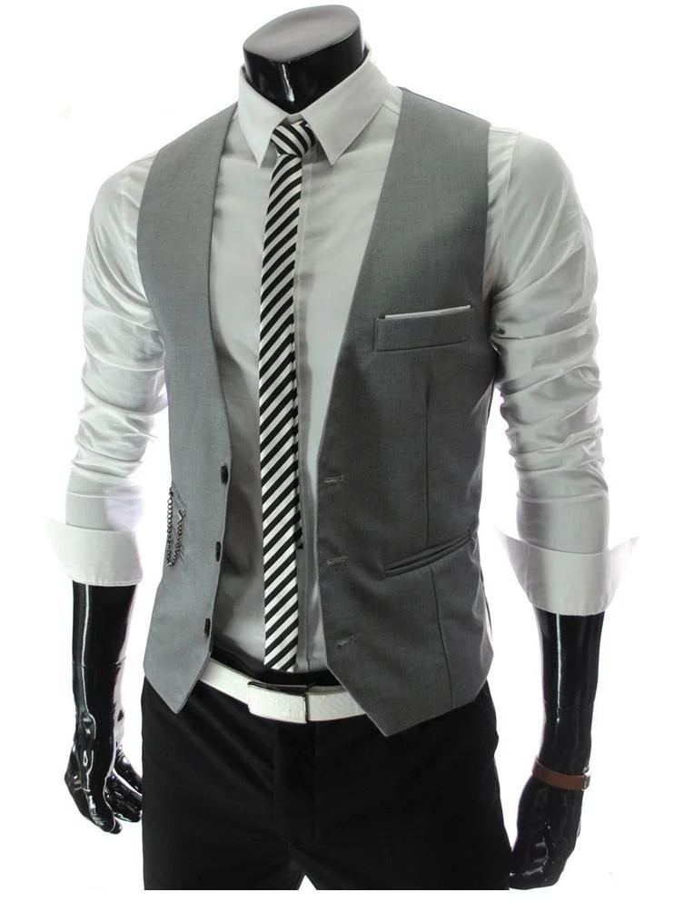 Мужской деловой жилет Zogaa приталенный без рукавов для мужчин 2019|Мужские жилеты и