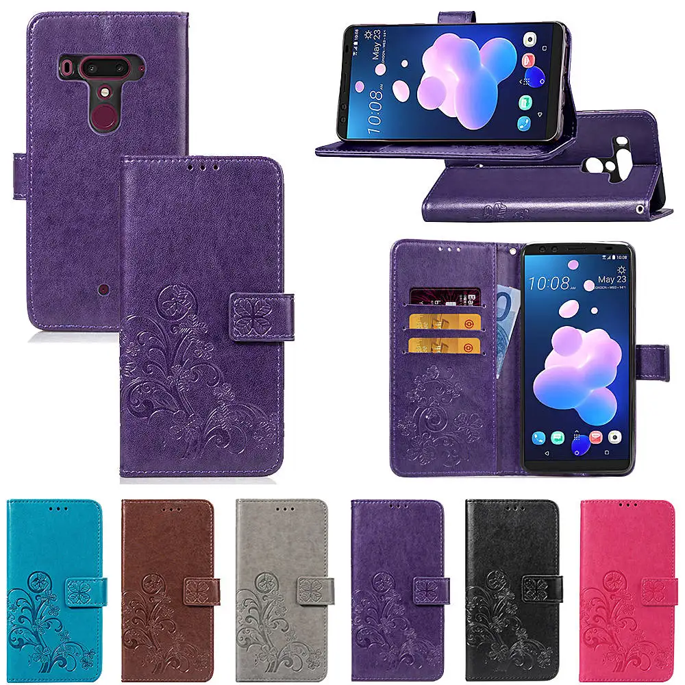 Чехол-книжка из искусственной кожи с изображением четырехлистного клевера