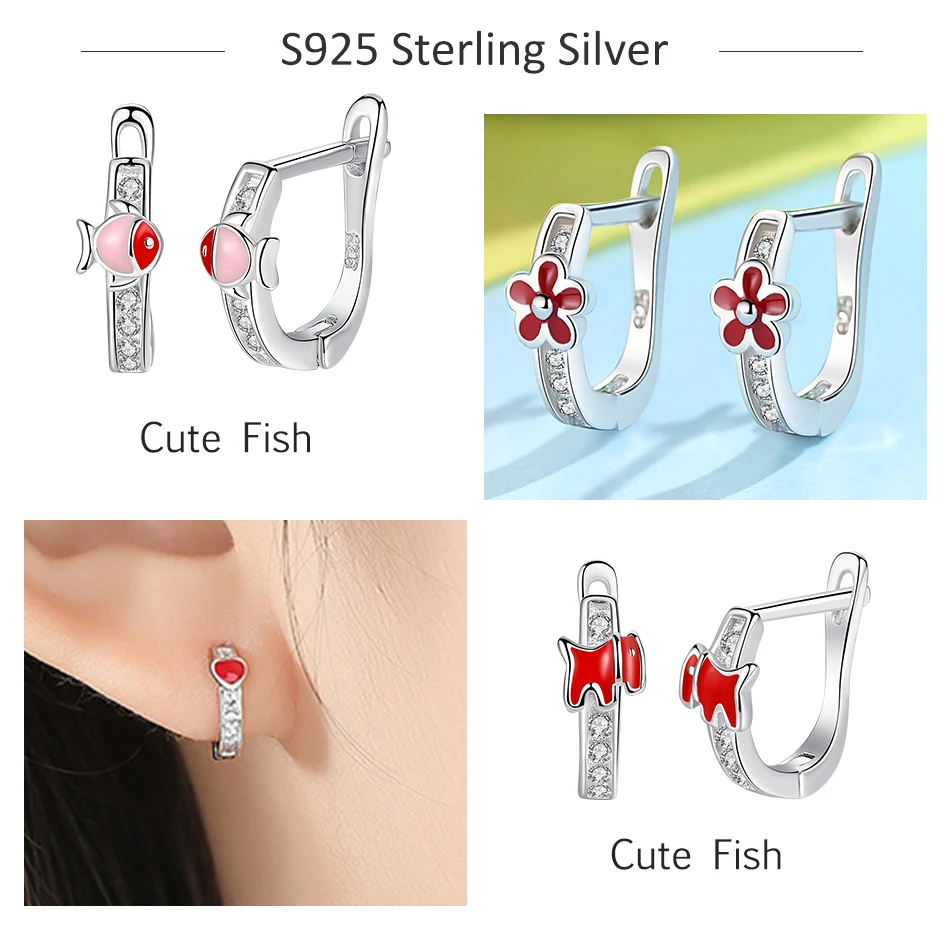 Милые серьги гвоздики из стерлингового серебра 925 пробы с вишневым клевером и