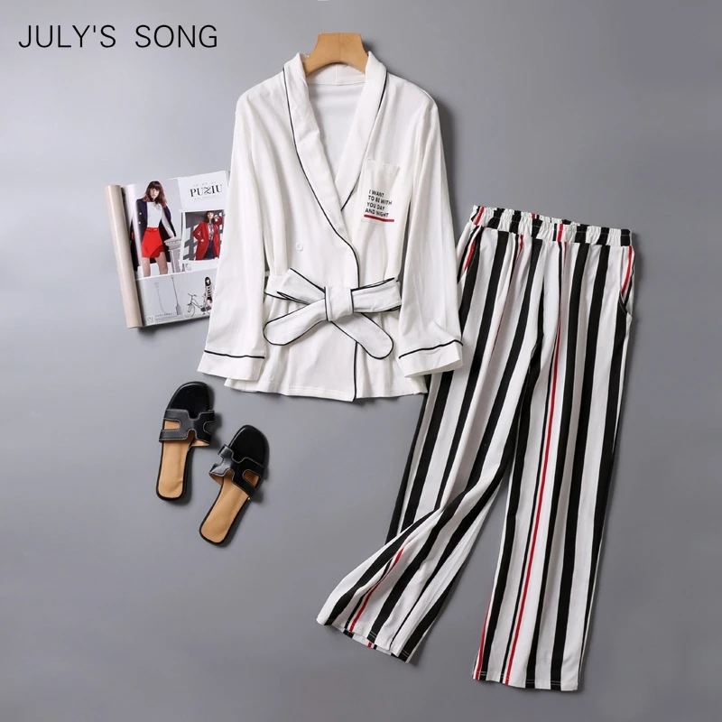 Пижамный комплект JULY'S SONG женский из 2 предметов хлопковый пижамный с длинным
