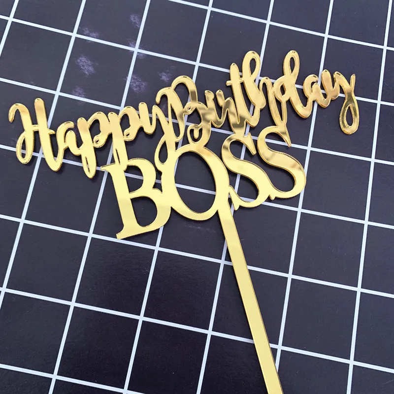 

Creative Acrylic Happy Birthday Boss Cake Topper Adult Party Favors Baking Decorating Supplie Decorations Cake Toppers