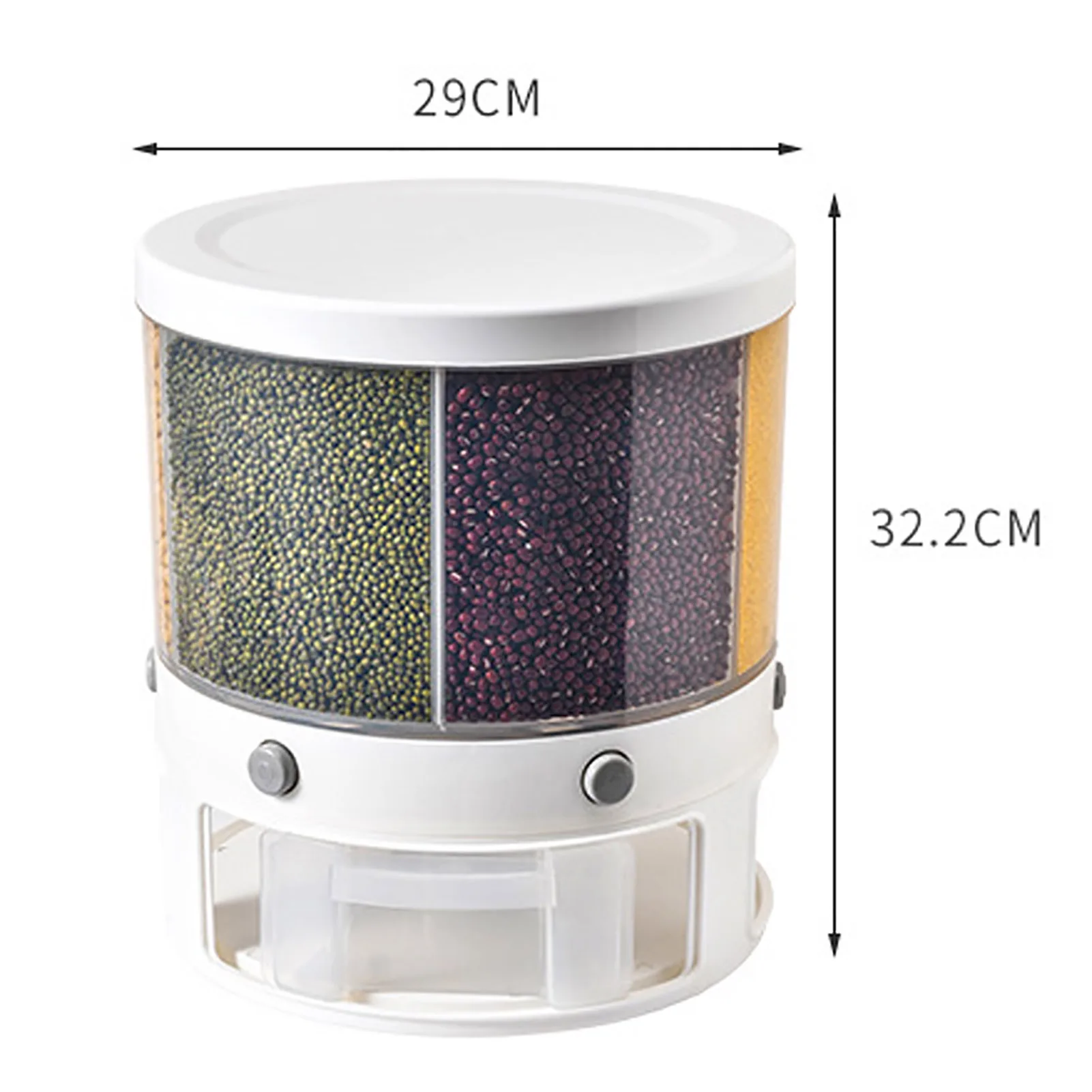 

6 Grids Plastic Kitchen Rice Storage Box 10L Storage Box Rotating Dry Food Rice Container Storage Case Flour Grain Storage Box