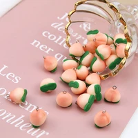 la09f fi bulk 10 polymer clay peach charm 3d kawaii fruit charm or pendants pink peach cabochons jewelry craft making for women