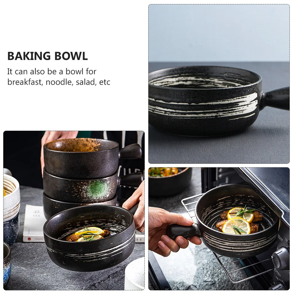 

1 Pc Ceramic Baking Bowl Baked Rice Bowl Practical Kitchen Pot with Handle