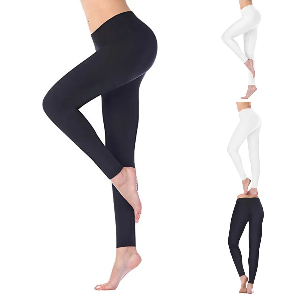 

Women's quick-drying tight elastic fitness pants yoga trousers female solid color high waist tight fitness yoga pants 40*