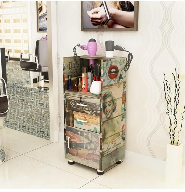 

Barber shop hair salon tool cabinet tool cart hairdressing product display cabinet beauty salon cart wooden cabinet