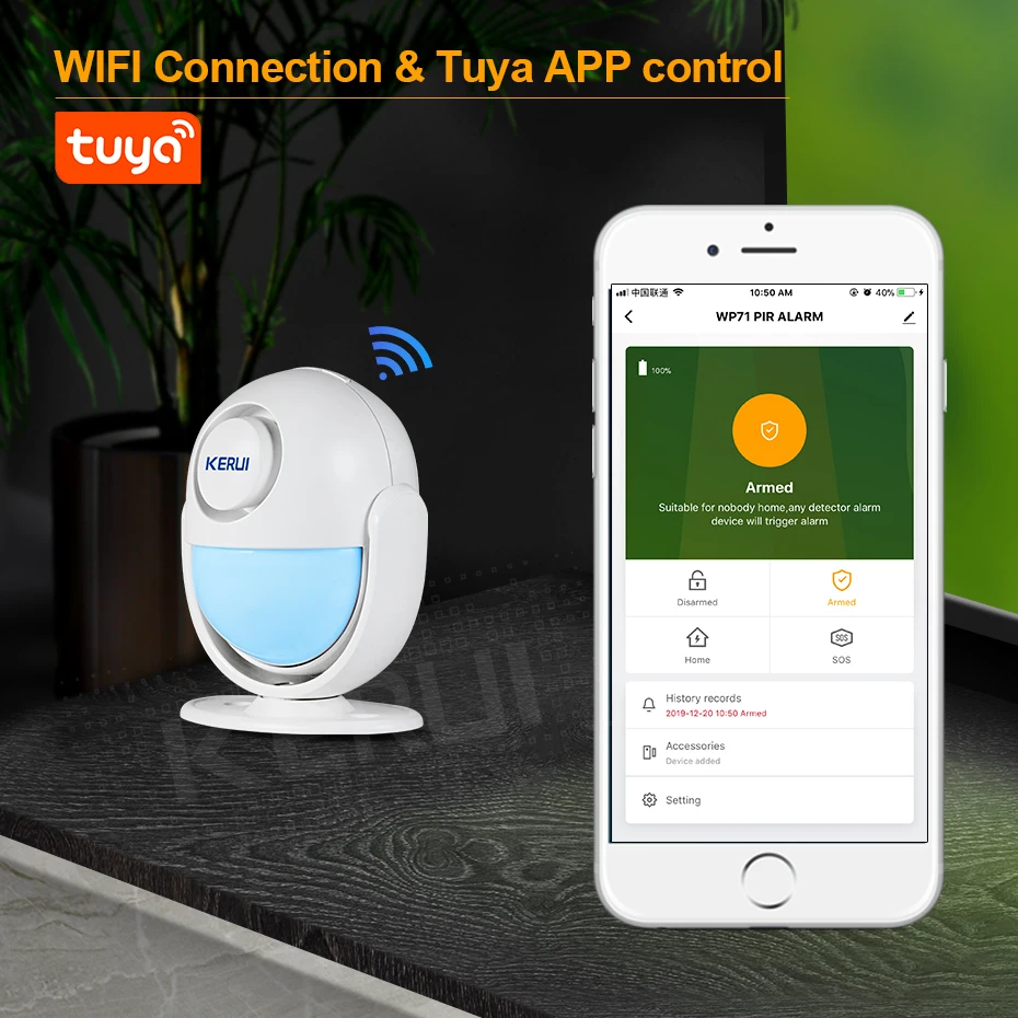 Система охранной сигнализации KERUI Tuya Wi Fi ИК детектор работает с приложением Alexa 120