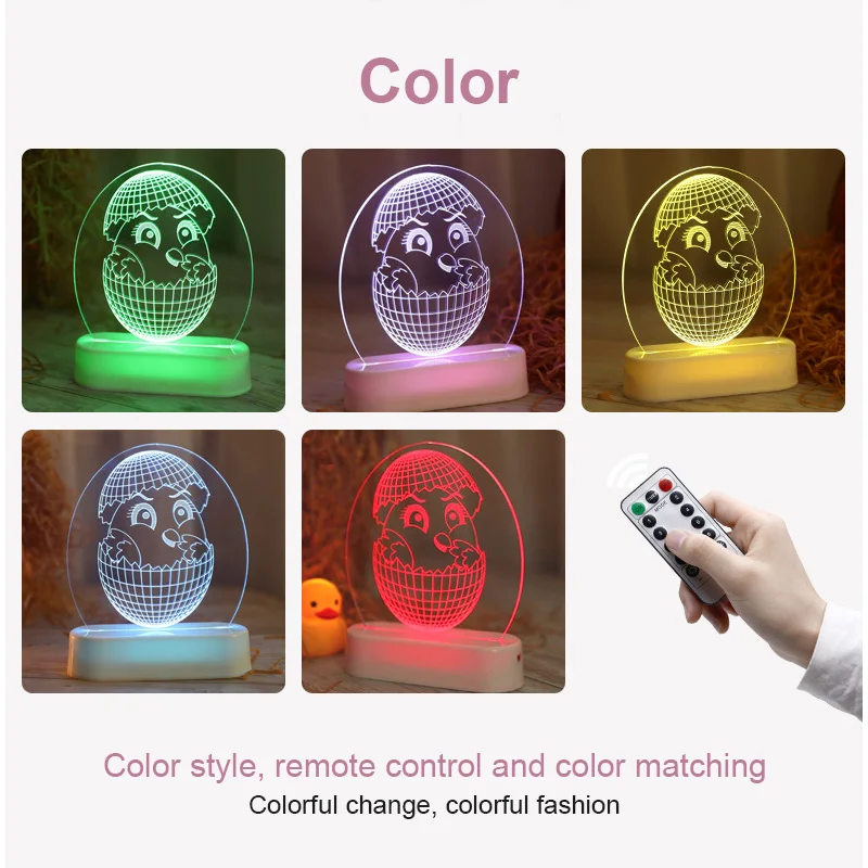

3D Easter LED Decoration Lights Trick or Treat Bunny Resurrection Eggs Remote Control Color Adjustable Party Bedroom Fairy Lamp