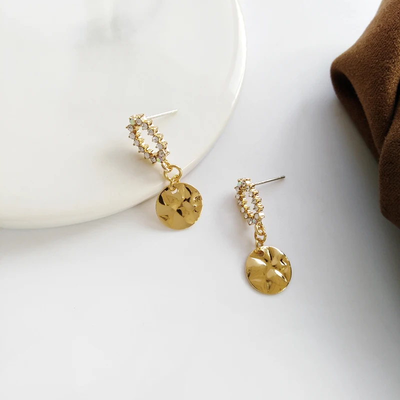 

Mihan S925 needle High Quality Crystal Earrings 2021 New Design Popular Style Metal Alloy Golden Plating Round Drop Earrings