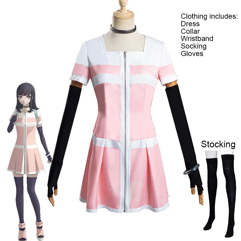 

Костюм для косплея аниме Akudama Drive, для обычного человека, на молнии, платье и Бесплатные аксессуары, для взрослых женщин, костюмы на Хэллоуин ...