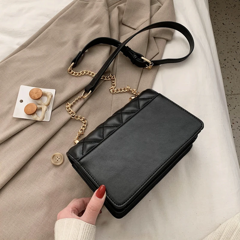New Women's Large capacity Metal Chain Shoulder Bag PU Leather Clutch Hasp Handbag Ladies Crossbody | Багаж и сумки