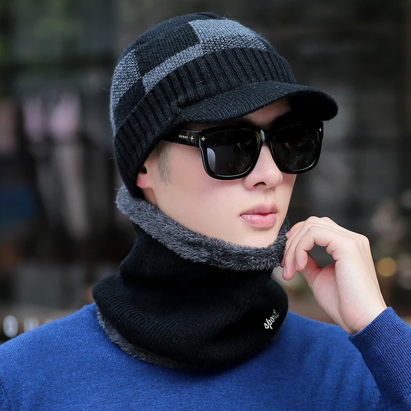 Шапки Skullies мужские зимние шапки для мужчин шарф вязаная шапка женская зимняя шапка мужская Homme Gorro Bonnet бейсболка s